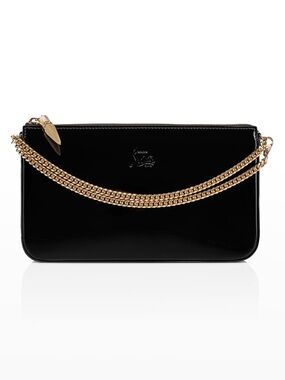 Christian Louboutin Black Patent Leather Shoulder bag, Comes with COA